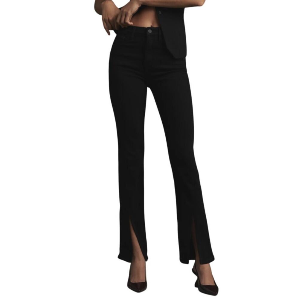 Pistola Teagan Jeans Womens Sz 27 High Rise Twisted Vinyl Black Slim Straight